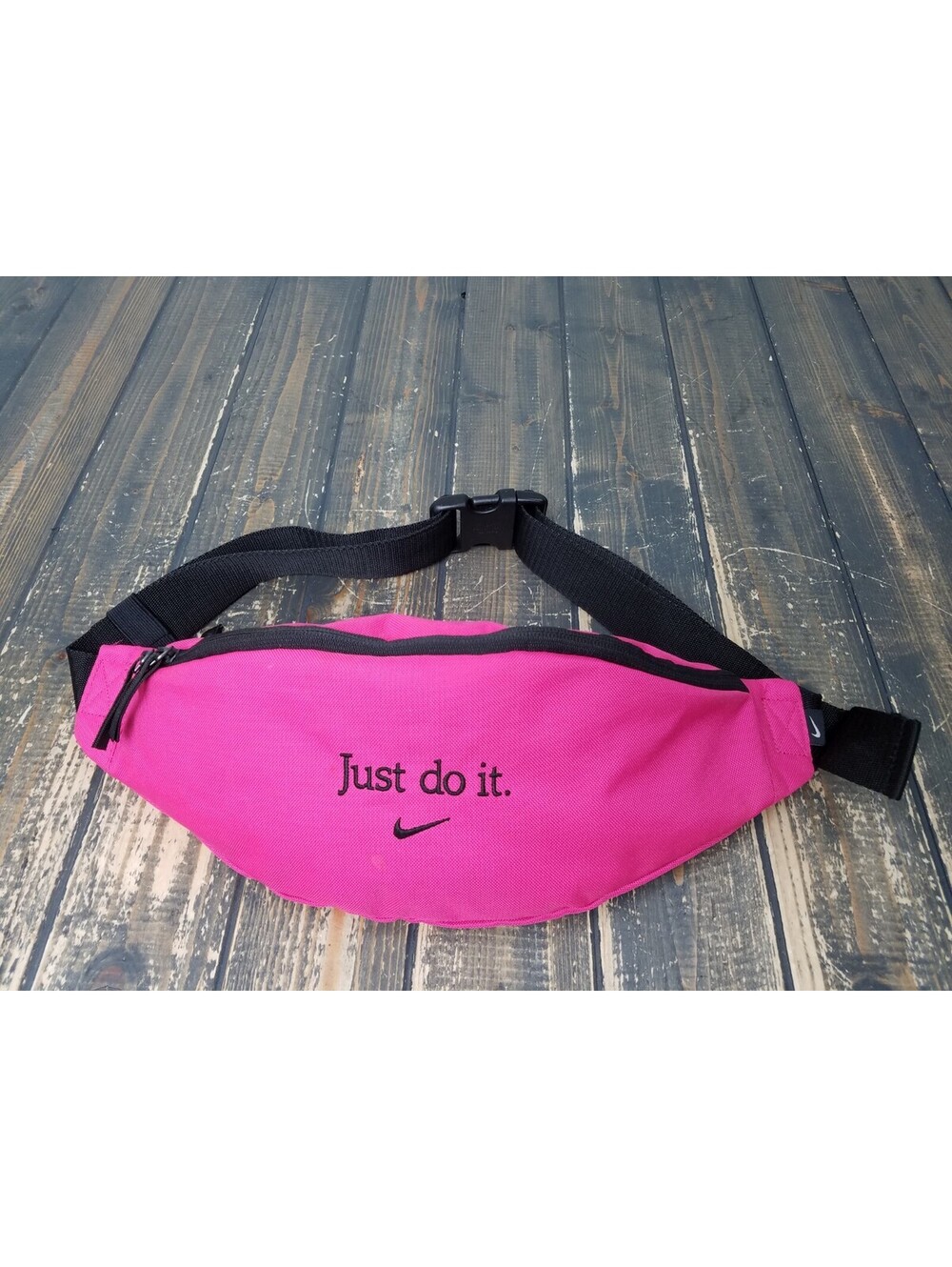 Nike Fuchsia Waist Belt Bag Just Do It Swoosh - BLACK / PINK